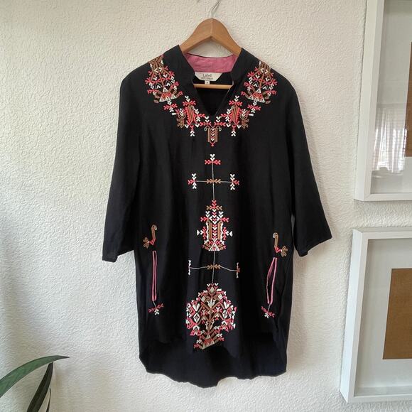 Label Rita Kumar Tunic Dress Size 4 Anthropology Mini Embroidred Pockets - Picture 1 of 10
